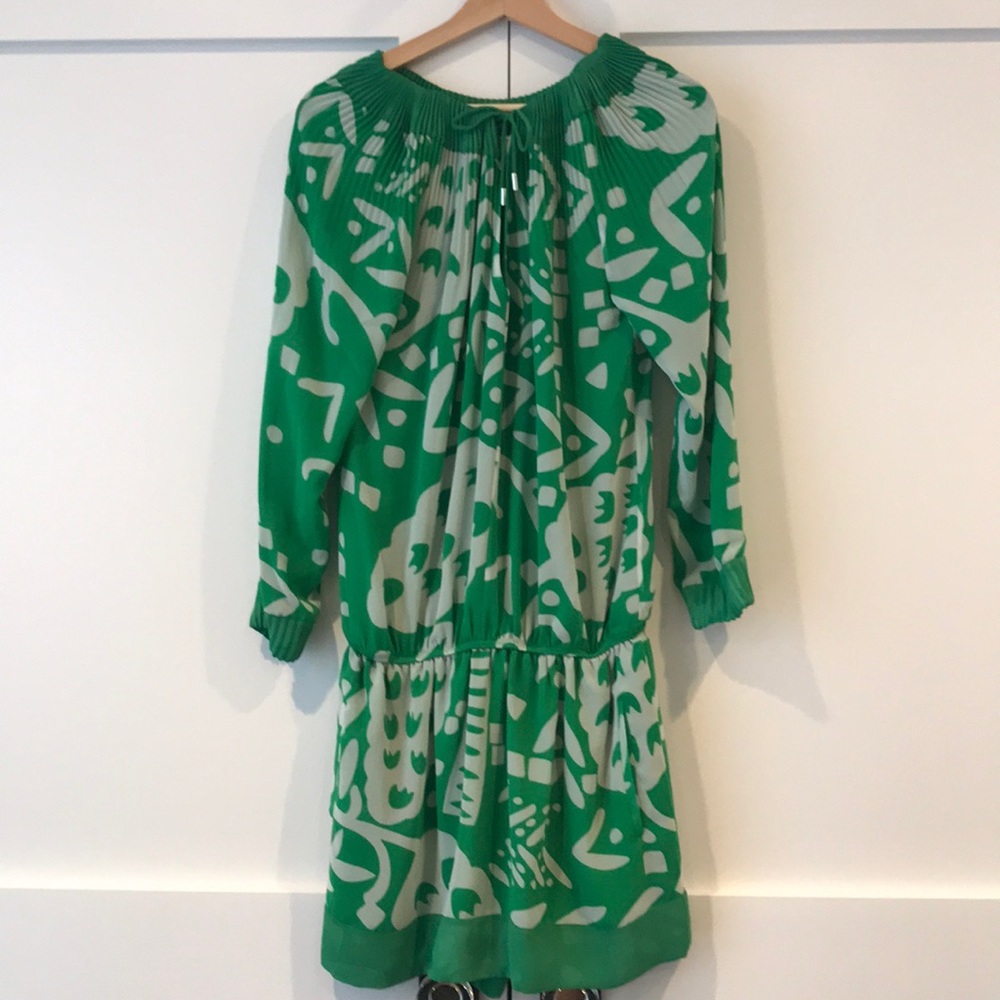 Diane von Furstenberg Green Print Drop Waist Dress
